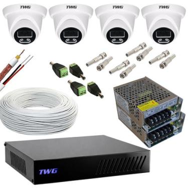 Imagem de Kit cftv 4 cameras dome 2mp 20m imagens noturnas coloridas dvr 4 canai