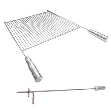 Imagem de Kit Grelha Aramada Churrasco 65x50cm + Espalhador Brasa - INOX LAURIND