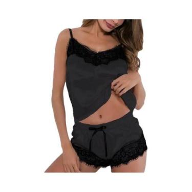 Imagem de Conjunto De Pijama Sexy De Renda Sem Mangas Para Mulheres, Verão, Dois