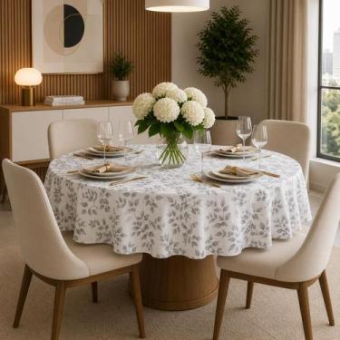 Imagem de Toalha de Mesa Redonda 1,80m Estampada 6 Lugares Elegante - Amora Maga