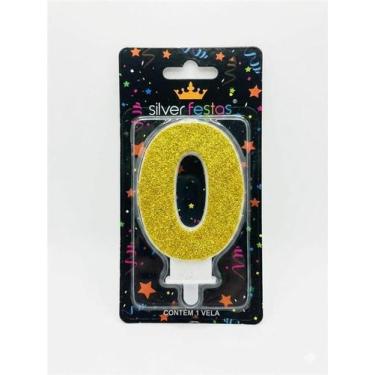 Imagem de Vela de Aniversário Número Dourada Glitter Parafina 8,5cm Decoração Fe