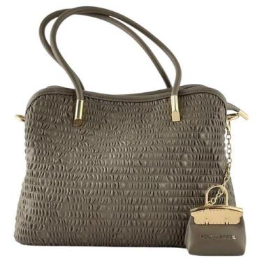 Imagem de Bolsa Feminina Média Focus Texturizada com Alça de Mão, Cafe, UNI