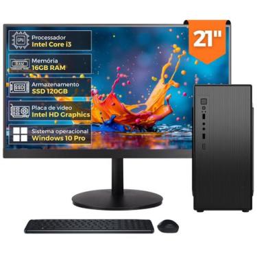 Imagem de Computador Completo Intel Core i3, 16GB RAM, SSD 120GB, Monitor LED 21
