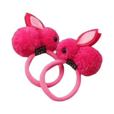Imagem de Elásticos De Cabelo Com Orelhas De Coelho Peludas Para Meninas, 2 Peça
