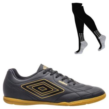 Imagem de Kit Chuteira Futsal Umbro Class Footballer Original E Meião, 42, Preto