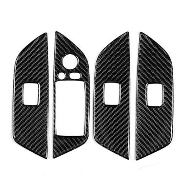 Imagem de Aramox Capa de interruptor de janela adequada para X1/E84 2 011-2015, 4 peças de fibra de carbono para painel de elevação de janela de carro e decoração