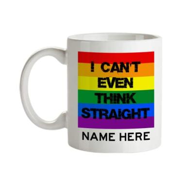 Imagem de Caneca de café gay personalizada - Presentes gays engraçados - I Can't Even Think Straight - Caneca de café de 325 ml