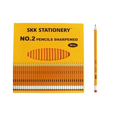 Imagem de SKKSTATIONERY 50 lápis pré-apontados, lápis apontados com tampa, 2 lápis HB, 50/caixa