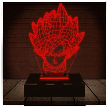 Imagem de Luminária Led Abajur  3D  Dragon Ball Z Goku - Rb Criações