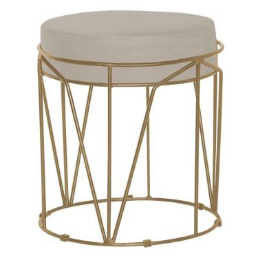 Imagem de Puff Sala de Estar Base Gold Chloe Suede Bege Gran Belo