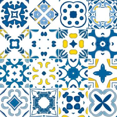 Imagem de Adesivo de Azulejo - Ladrilho Hidráulico - 10cm x 10cm - 16un - 382Azpe