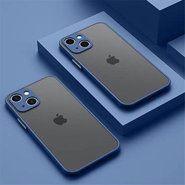 Imagem de Capa fosca blindada à prova de choque para iphone 13 12 11 pro max xr xs 6 7 8 plus se mini pára-choque de silicone capa dura para pc, azul marinho, para i6plus, i6splus