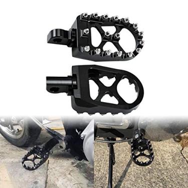 Imagem de Pegas de pé HDBUBALUS CNC Wide Footpegs Offroad 360° Roating MX para Roating para Harley Dyna Fatboy Street Bob Wide Glide Sportster Bobber Chopper Preto