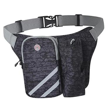 Imagem de Menolana Bolsa De Cintura Para Corrida Com Suporte Para Garrafa De Água Bolsa Esportiva Para Corrida Com Orifício Para Fone De Ouvido Preto