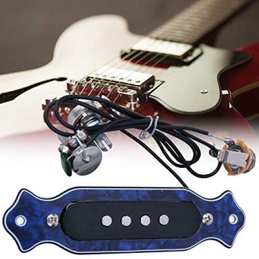 Imagem de Captador de guitarra acústica, circuito de captação de 6 cordas ABS caixa de som buraco magnético para guitarra elétrica acústica(azul)
