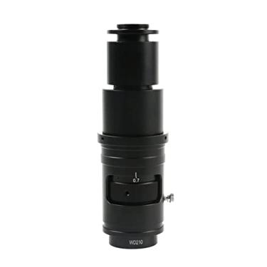 Imagem de Adaptador de microscópio 0,7X-5X ampliação de zoom ajustável WD105 WD210 WD170 C suporte lente monocular para microscópio de vídeo acessórios de microscópio de câmera (cor: lente WD210)
