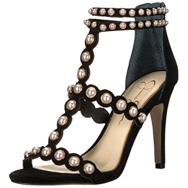 Imagem de Jessica Simpson Sandália feminina de salto Eleia, Camurça preta, 5.5