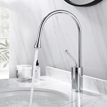 Imagem de Torneira da bacia escovado ouro preto prata torneira deck montado lavatório torneira misturador quente & Torneira de latão frio para banheiro, meio cromado, China