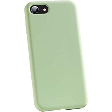 Imagem de HAODEE Capa de silicone líquido para Apple iPhone SE3 (2022) 4,7 polegadas, capa traseira macia à prova de choque [proteção de tela e câmera], roxo (cor: verde claro)