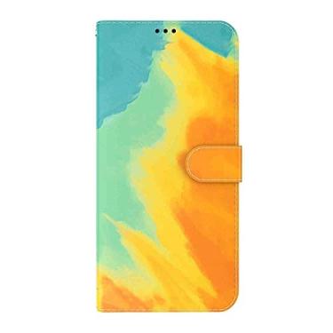 Imagem de SHOYAO Capa de telefone carteira capa fólio para Samsung Galaxy Quantum 2 A82 5G, capa fina de couro PU premium, suporte de visualização horizontal, correspondência exata, laranja