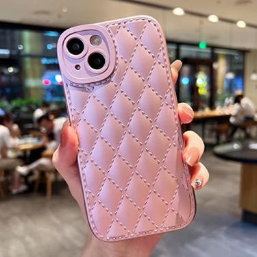 Imagem de Capa de telefone de silicone macio treliça de diamante de luxo para iphone 13 12 11 pro max xr x xs max 7 8 plus se 2022 capa de câmera à prova de choque, rosa, para iphone xr