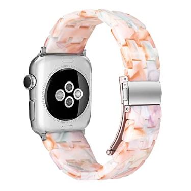 Imagem de Pulseira Compatível com Apple Watch Band 38mm 40mm 41mm pulseira de fita de resina fina com substituição de fivela de aço inoxidável para iWatch Series SE 8 7 6 5 4 3 2 1 para mulheres homens