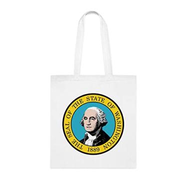 Imagem de Bolsa Washington, presente para amantes de Washington, presente de Washington, bolsa de ombro Washington, sacolas reutilizáveis de Washington, ideia de presente, Branco