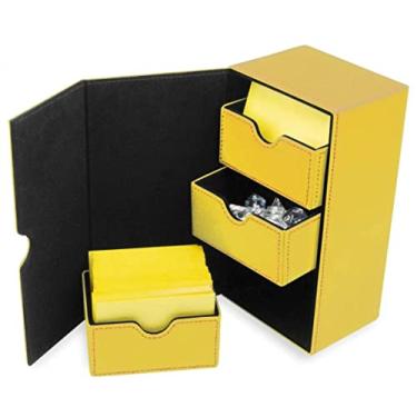 Imagem de BCW Deck Vault-LX 200 - Amarelo | Caixa de baralho de cartas premium com capacidade para 100 cartões, fecho magnético e bandeja de dados | Para Magic Commander, Pokemon, Yu Gi Oh