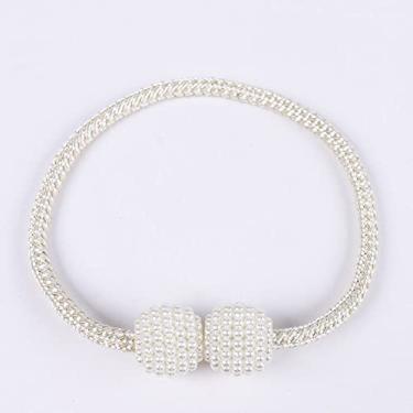 Imagem de Cinta de cortina de corda grossa com fivela de pérola sem instalação de cortina de corda de cortina acessórios de fivela magnética acessórios de cortina tiebacks, T1,4 pcs