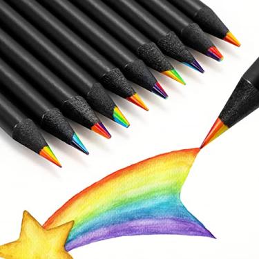 Imagem de 30 peças de lápis de cor arco-íris 7 cores em 1 lápis de cor preto de madeira arco-íris lápis multicolorido para adultos e crianças cores sortidas para desenhar, colorir, esboçar