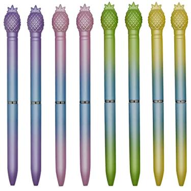 Imagem de Maydahui 12 peças canetas esferográficas coloridas de abacaxi retrátil novidade canetas de frutas tinta preta para estudantes da escola festa