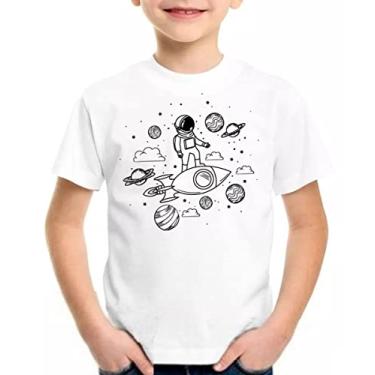 Imagem de Camiseta infantil astronauta na nave camisa espaço planetas Cor:Branco;Tamanho:8