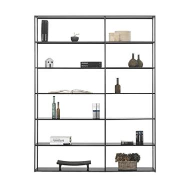 Imagem de KIZQYN Estante de livros simples de ferro forjado contra a prateleira de parede sala de estar prateleira de exibição de escritório prateleira de divisória de piso multicamadas estante (tamanho: 120x25x180CM)