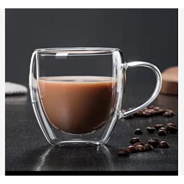 Imagem de Caneca de café de vidro premium de camada dupla feita à mão conjunto de 2 com isolamento de camada dupla, suporte único 241 g, adequado para todos os tipos de bebidas de café