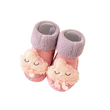 Imagem de Sapatos para meninas tamanho 12 outono e inverno confortáveis sapatos infantis para bebês bonitos padrão de desenho animado coelho (rosa, 6 a 12 meses)