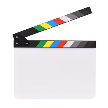 Imagem de Andoer 30 x 24 cm Tela de acrílico para diretores de filme clapper Board Slate Cut Action Scene Blank Clap Board Dry Apague com palmas multicoloridas