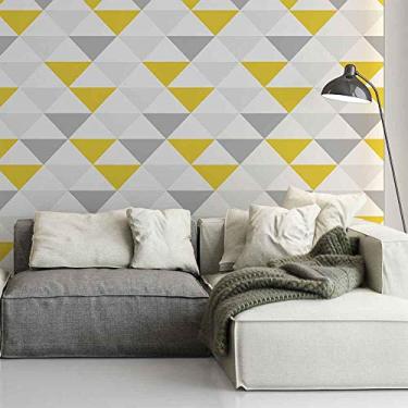 Imagem de Papel de Parede 3mx60cm Geométrico Triângulos Adesivo Autocolante Lavável Amarelo - Defacile