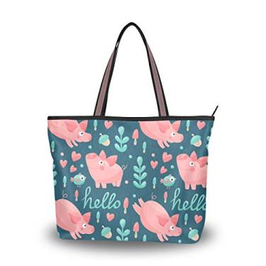Imagem de Bolsa de ombro fofa de plantas de porco bolsa de mão para mulheres e meninas, Multicolorido., Medium