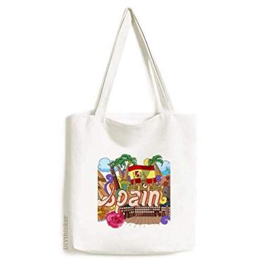 Imagem de Bolsa de lona Prado Frutos do Mar Espanha, grafite, sacola de compras, bolsa casual