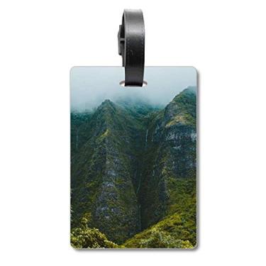 Imagem de Jungle Valley Cliff Fog Forest Mala com etiqueta para cartão de bagagem