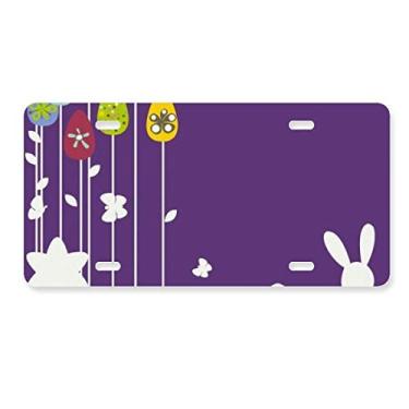 Imagem de DIYthinker Etiqueta de aço inoxidável para decoração de placa de licença de borboleta roxa festival de religião da Páscoa