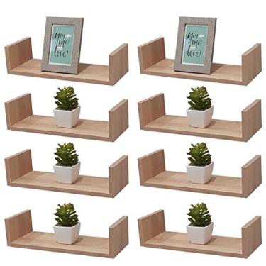 Imagem de Kit 8 Prateleiras U 40 x 15cm Carvalho Suporte Invisível