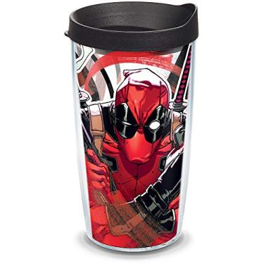 Imagem de Tervis Feito nos EUA de parede dupla Marvel - copo isolado Deadpool mantém as bebidas frias e quentes, 473 g, icônica