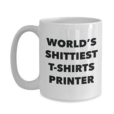 Imagem de Caneca de café de impressão de camisetas - Impressão de camisetas do mundo - Camisetas Presentes de impressora - Ideia engraçada de