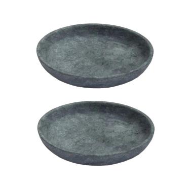Imagem de Kit 2 Pratos Fundo Para Massa em Pedra Sabão Borda Alta 18cm
