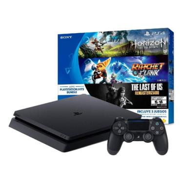 Imagem de Sony Playstation 4 Slim 500gb Hits Bundle: Horizon Zero Dawn/ratchet Clank/the Last Of Us: Remasterizado Cor  Preto Onyx PlayStation 4