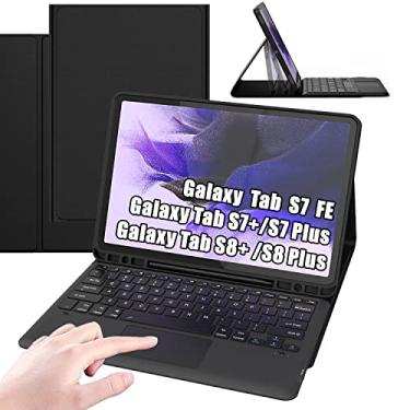 Imagem de DOMEUN Capa para Galaxy Tab S7 FE/S7 Plus/S8 Plus com teclado de 12,4 polegadas - Capas de teclado touchpad sem fio destacáveis inteligentes com suporte de caneta S para Samsung Galaxy