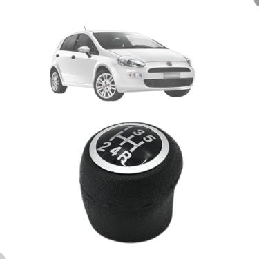 Imagem de Manopla Bola de Câmbio Punto 2008 09 10 11 12 13 - Preta - Anel Prata