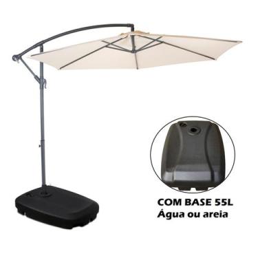 Imagem de Kit Ombrelone Bora Bora Guarda Sol 3 Metros Com Base Plástica 55L - Mo