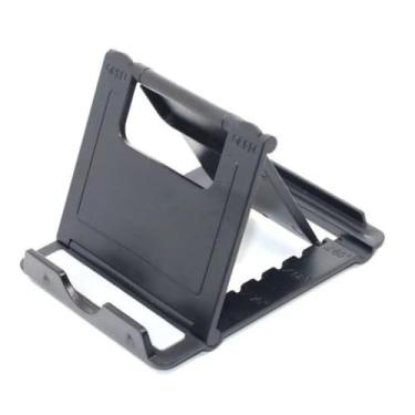 Imagem de Suporte Celular Tablet D Mesa Dobrável Compacto Cor Preto Suporte Universal Celular Tablet Smartphone